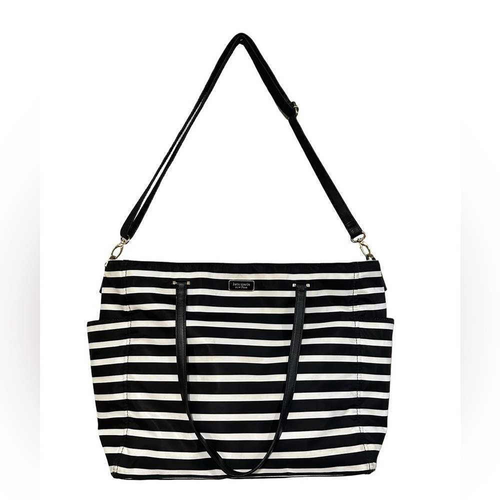 Large KATE SPADE ♠️ Black and White Striped Tote Bag